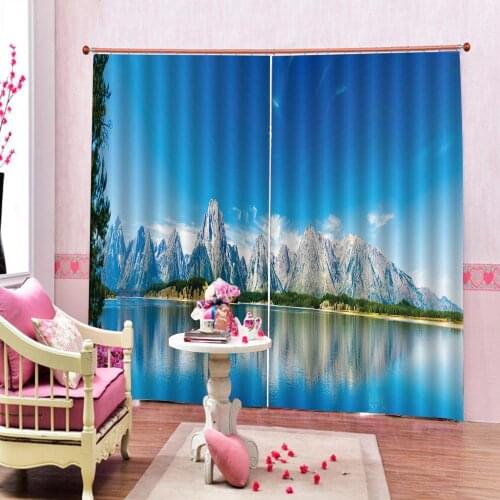 Beautiful Photo Fashion Customized 3D Curtains Mountains and lakes Blackout 3D Window Curtain For Living Room office Bedroom