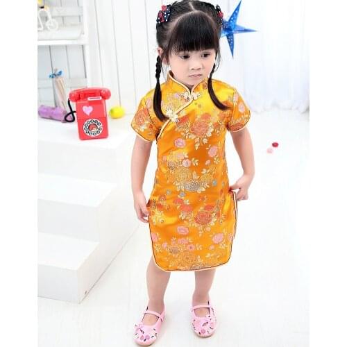 2019 New Summer Baby Girl NEW YEAR long Dresses Kid Chinese Style chi-pao qipao cheongsam gift