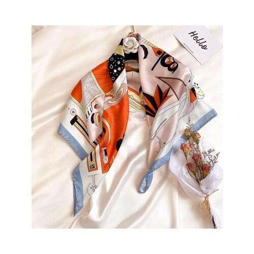 90*90cm New Twill Weave Silk Printed Large Square Scarf Women Fashion Korean-Style Neckerchief Shawl Silk Scarf women