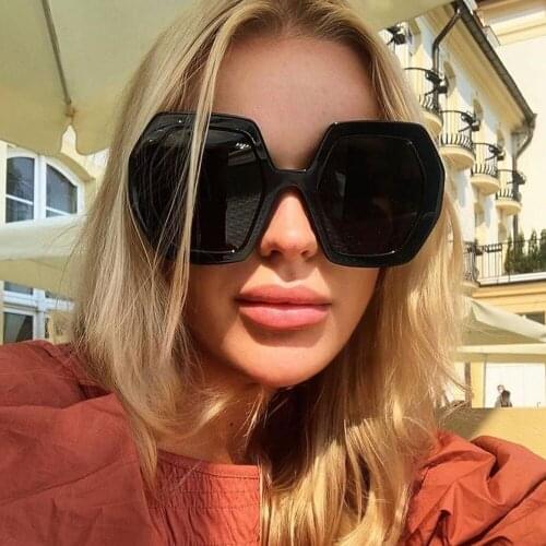 2021 New Vintage Polygon Sunglasses Women Fashion Brand Designer Oversized Sun Glasses Female Big Frame Shades Oculos Feminino