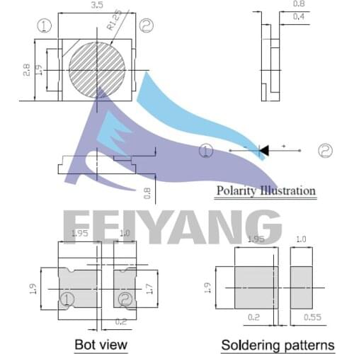 Original UNI LED 2000pcs 3528 2835 1210 Light Beads High Power 1W 6V Cool white For LED LCD TV Backlight Applicatio