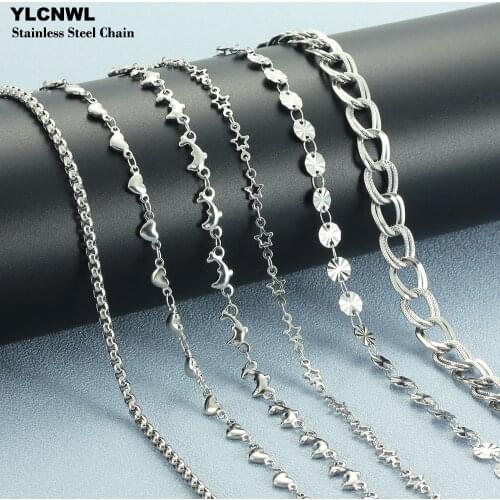 7-30 Inch Women Stainless Steel Necklace Chain Link Choker Female Fashion Jewelry 2021 Wholesale