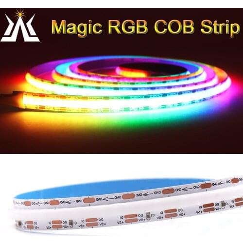 DC5V WS2812B Pixel Addressable COB LED Strip Light Dream Colorful Flexible FOB Linear Strip Magic RGB Full Color