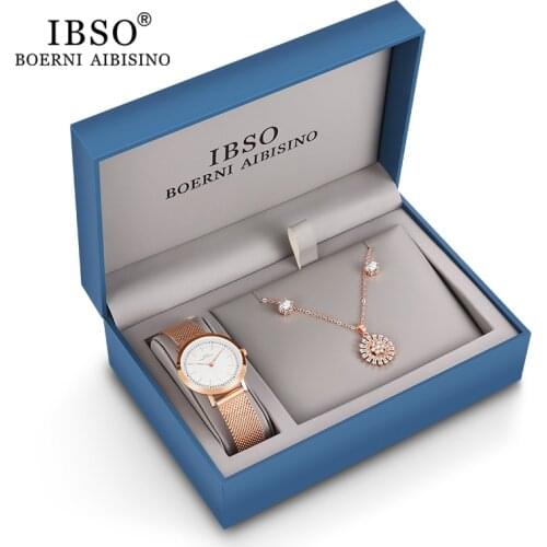 Women Watches Necklace Set Top Brand Luxury 2021 Japan Quartz Movement High Quality Stainless Steel Mesh Rose Gold Ladies Watch