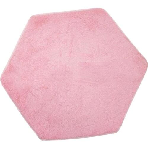 Pink Hexagonal Plush Play Tent Floor Cushion Carpet Kids Floor Activity Rug
