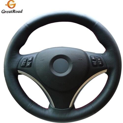 Hand-stitched Black PU Artificial Leather Car Steering Wheel Cover Wrap for BMW E90 320i 325i 330i 335i E87 120i 130i 120d