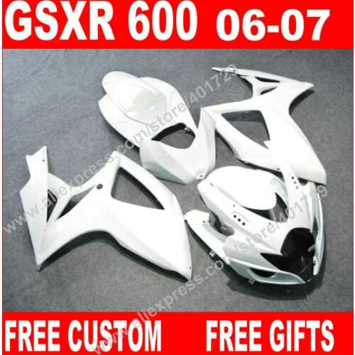 Brand new Fairings for 2006 2007 white black motorcycle SUZUKI GSXR 600 750 7 gifts K6 BACARDI ABS GSXR600 GSXR750 set VH83