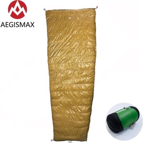 AEGISMAX 95% Goose Down Sleeping Bags Envelope Type Ultralight Splicable Golden Quilt for Outdoor Camping Hiking Backpacking