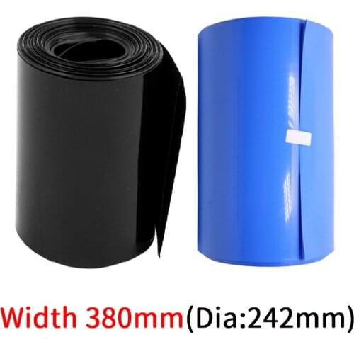 Width 380mm PVC Heat Shrink Tube Dia 242mm Lithium Battery Insulated Film Wrap Protection Case Pack Wire Cable Sleeve Black Blue