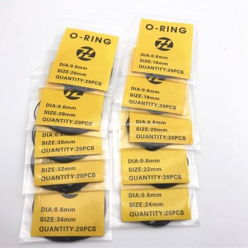 200pcs 0.6mm 16mm-34mm Watch O-Ring Waterproof Rubber Seal Watch Back Cover Seal Gaskets Replacement Tool