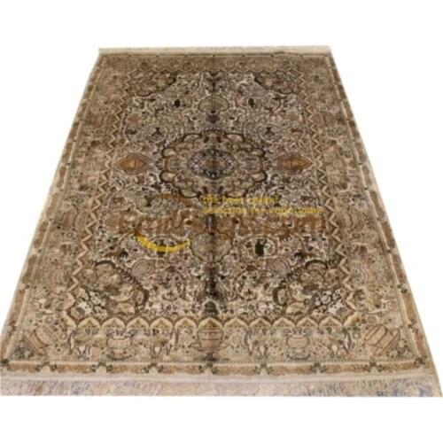 Vtg Floral Kashmir Silk Oriental Handmade Hand Knotted Persian Area Rug
