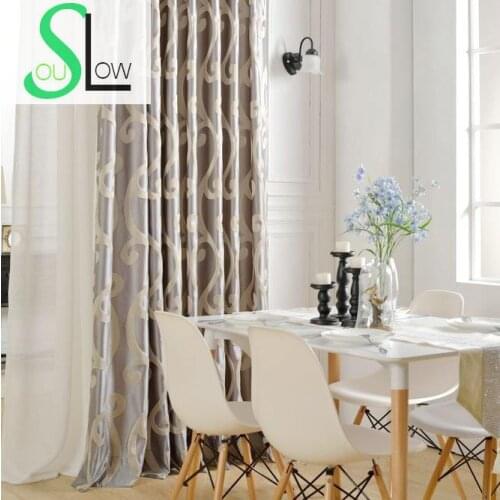 Cloud High Precision Jacquard Curtain Fabric Light Luxury Blackout Pastoral Floral Curtains Cortinas For Living Room Kitchen