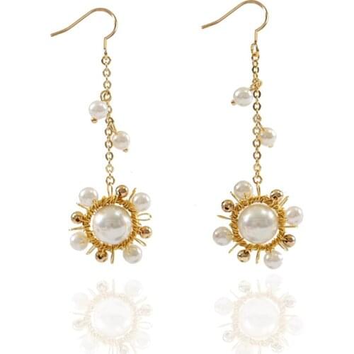 LANFLORA new flowers Chinese style Pearl handmade women earrings for girlfriend birthday gift bulk wholesale earrings