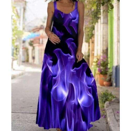 Fashion Style Vintage Printing Women Sundress 2021 Summer V-neck Sleeveless Long Dress Elegant Ladies Maxi Dresses Plus Size 5XL