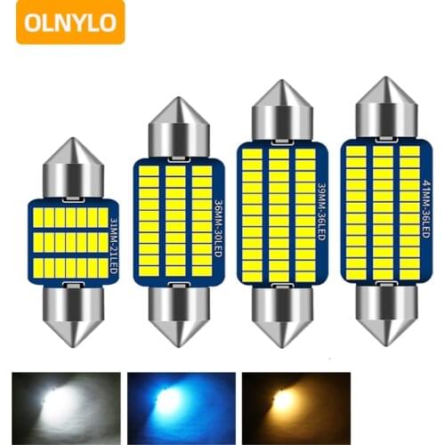 1 PCS Festoon Car LED Interior Reading Light 4000K Warm White 6000K C5W C10W 31mm 36mm 39mm 41mm Auto Room Ceiling Dome Lamp 12V