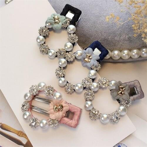 1PCS Japan and Korea Temperament Shiny Rhinestone PearlHairpin Ladies MetalVertical Clip Ponytail Simple Style Hair Accessories