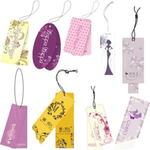 1000pcs/lot sewing custom Free Shipping personized hangtags clothing paper swing tag/printed tags with Glue needle string