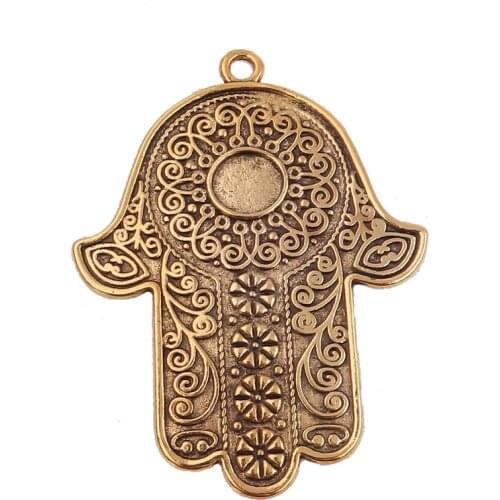 5pcs/lot Golden Fashion Bohemia Pendant charm Hand of Fatima Hamsa Pendant for Necklace Women DIY Jewelry Suitable for below 9mm