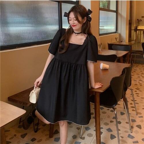 86986# Maternity Clothes Summer Cotton Short Sleeves Loose Solid Color Dress Pregnant Women Pregnancy Clothes