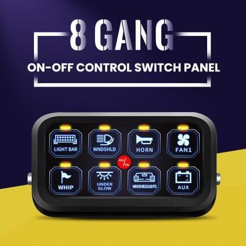 8 Gang On-Off Blue LED Circuit Breaker Rocker Switch Panel for Car Boat Marine