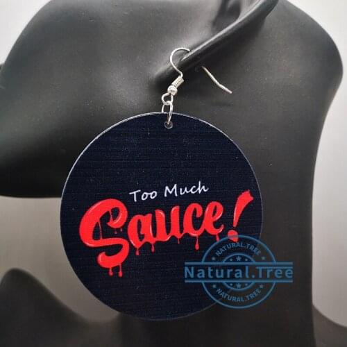 Free Shipping!!Too Much Sauce Wooden Earrings