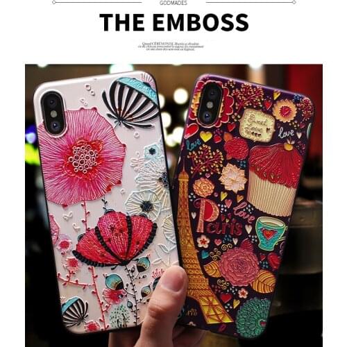 VNSTRIP 3D Flower House Animal Emboss Case For iPhone 5678 Plus X XS XR XS MAX Patterned Case Soft TPU Capa