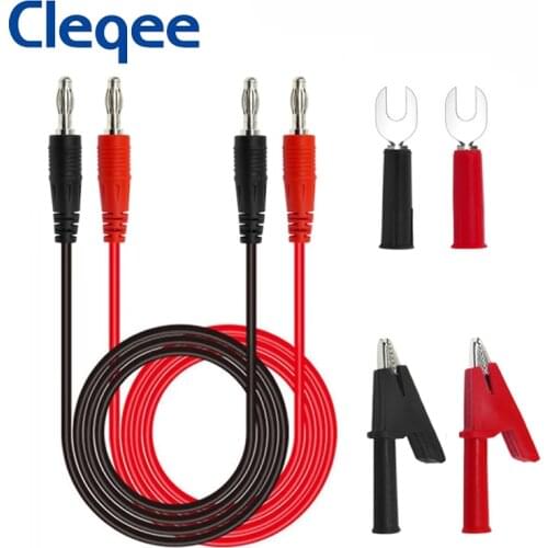 Cleqee P1041B Dual 4mm Banana Plug Test Lead Kit 1M Cable for Multimeter with Alligator Clip 6mm U-type Plug accessories