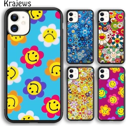 Krajews Floral Fashion Smile Flower Phone Case Cover For iPhone 5 SE 6s 7 8 plus X XR XS 11 12 pro max Samsung Galaxy S8 S9 S10