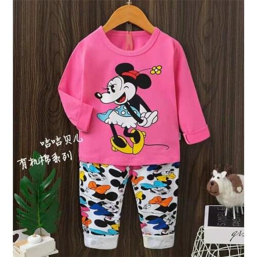 Baby Girl Disney Cartoon Underwear Child Fall Clothes Boys Mickey Mouse Pajamas Kids Cute Minnie Night Clothes Spring & Autumn