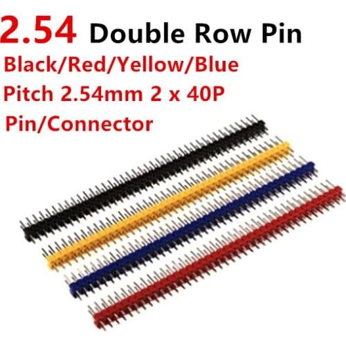 5pcs Red/black/blue/yellow 1x40P Pin Double Row 2.54mm Pin Heder Connector for PCB Board Strip