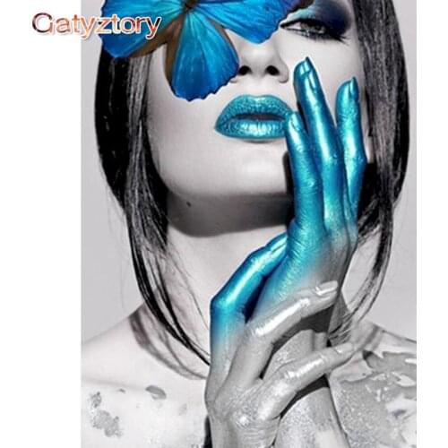 GATYZTORY Painting By Numbers Girl Butterfly Adult Hand Painted Picture Abstract Oil Painting On Canvas Home Decoration DIY Gift