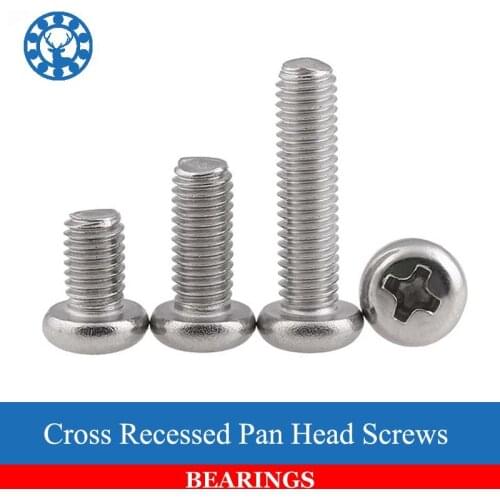 Hot 50Pcs M2 M2.5 M3 M4 ISO7045 DIN7985 GB818 304 Stainless Steel Cross Recessed Pan Head Screws Phillips Screws