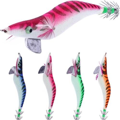HENGJIA 1PCS 2.0# 3.5# Squid Jig Glow in the Dark Luminous Shrimp Octopus CuttleFish Artificial Fishing Lure Prawn Hooks Bait