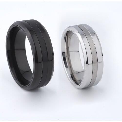 Classic 8mm Black/Silver Mens Ring Wedding Band Anniversary Birthday Man Titanium Steel Jewelry Fashion Finger Rings