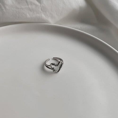 2021 Vintage Summer 1Pcs Fairy Friends Silver Color Heart Fashion Finger Rings Korea Hit Rings for Women Girl Party Jewelry Gift