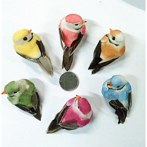 2 Pcs DIY Decoration Garden Yard Simulation House With Feathers Ornaments Mini Bird With Magnet Decorative Foam
