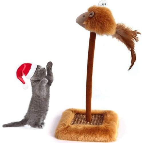 Cat Scratch Board with Feather Teaser Spring Sound Interactive Toy for Pet