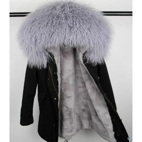 Womens winter new wool jacket Coat Fashionable Hooded Parkas Warm Coat Quality Female Winter coat natural fur Parka