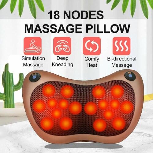 18 Drives Head Neck Massager Home Cervical Shiatsu Massage Neck Back Waist Body Electric Multifunctional Massage Pillow Cushion
