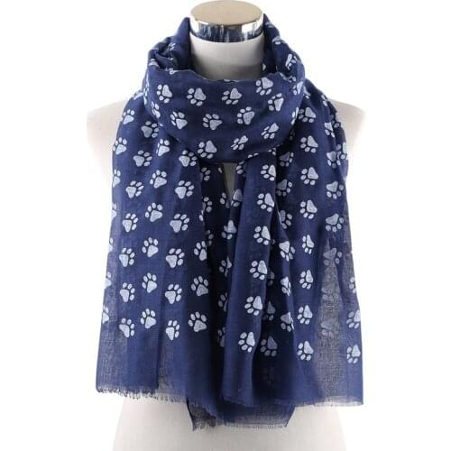 Fashion Cute Dog Paw Scarf Women Dog Footsteps Printed Shawl For Dog Lovers Spring Winter Soft Wrap Souvenir Gift 90x180cm