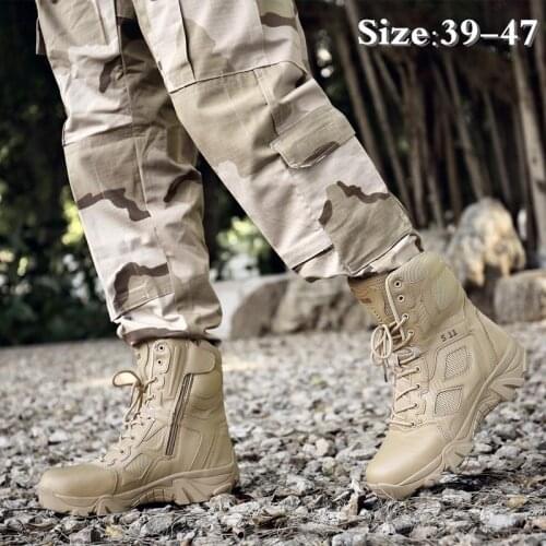 Mens Military Boots Fashion High Tall Outdoor Anti-collision Hiking Shoes Army Tactical Boots