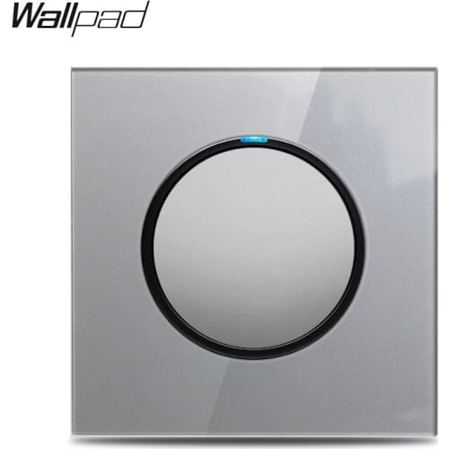 Wallpad L6 Grey Glass 1 Gang 1 Way 2 Way Wall Light Switch Electric Power Switch Push Button with LED Indicator