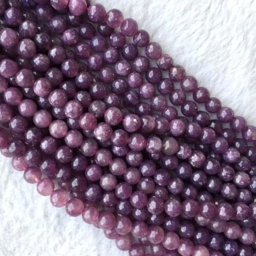 Natural Genuine Pink Purple Lepidolite Stone Round Loose Gemstone Stone Beads 8mm 15"