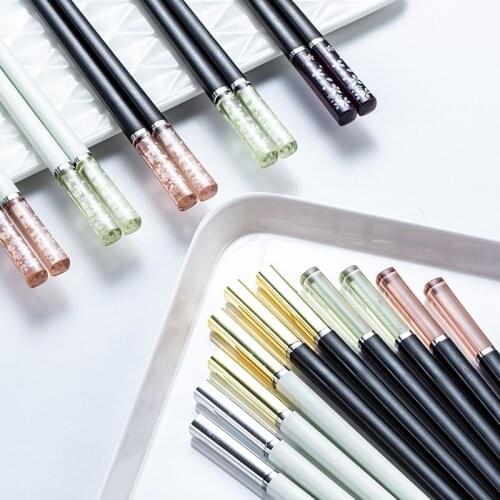 Amber Cherry Blossom Alloy Chopsticks Chinese Chopsticks Reusable Tableware