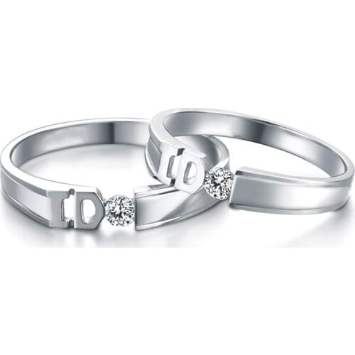S925 Sterling Silver Couple Ring Unique Letter Luxury Engagement Wedding Elegant Exquisite Original Design Carat Diamond Jewelry