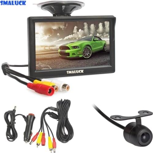 SMALUCK Wired 5" LCD Display Rear View Car Monitor + Car Rear View Camera Parking Security System Kit