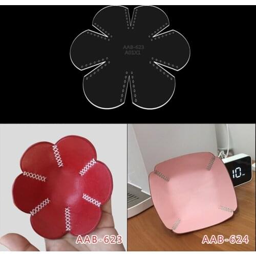 Acrylic Leather Craft Pattern Handmade Storage Tray Template DIY Sewing Pattern 12*12cm