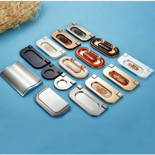 64mm Zinc Alloy Modern Embed Knobs Kitchen Cabinet Cupboard Door Drawer Handles Wardrobe Hidden Pulls Furniture