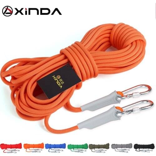 XINDA 10m Static Rock Climbing Rope 12mm Tree Wall Climbing Equipment Gear Outdoor Survival Fire Escape Rescue Safety Rope