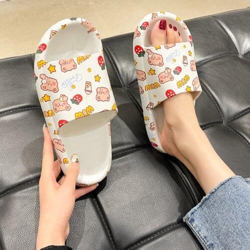 Cute Cartoon Slippers Women Home Slippers Summer Couples Shoes Girl Bathroom Non-slip Soft Bottom Sandals Slippers women